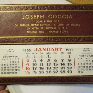 Vintage 1955 Stand-Up Desk Calendar Complete Newark New Jersey NJ Advertising